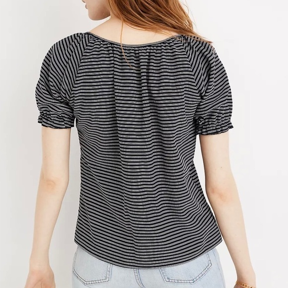 Madewell | Texture & Thread Peasant Top Stripe Popover Blouse Size S - Picture 9 of 9